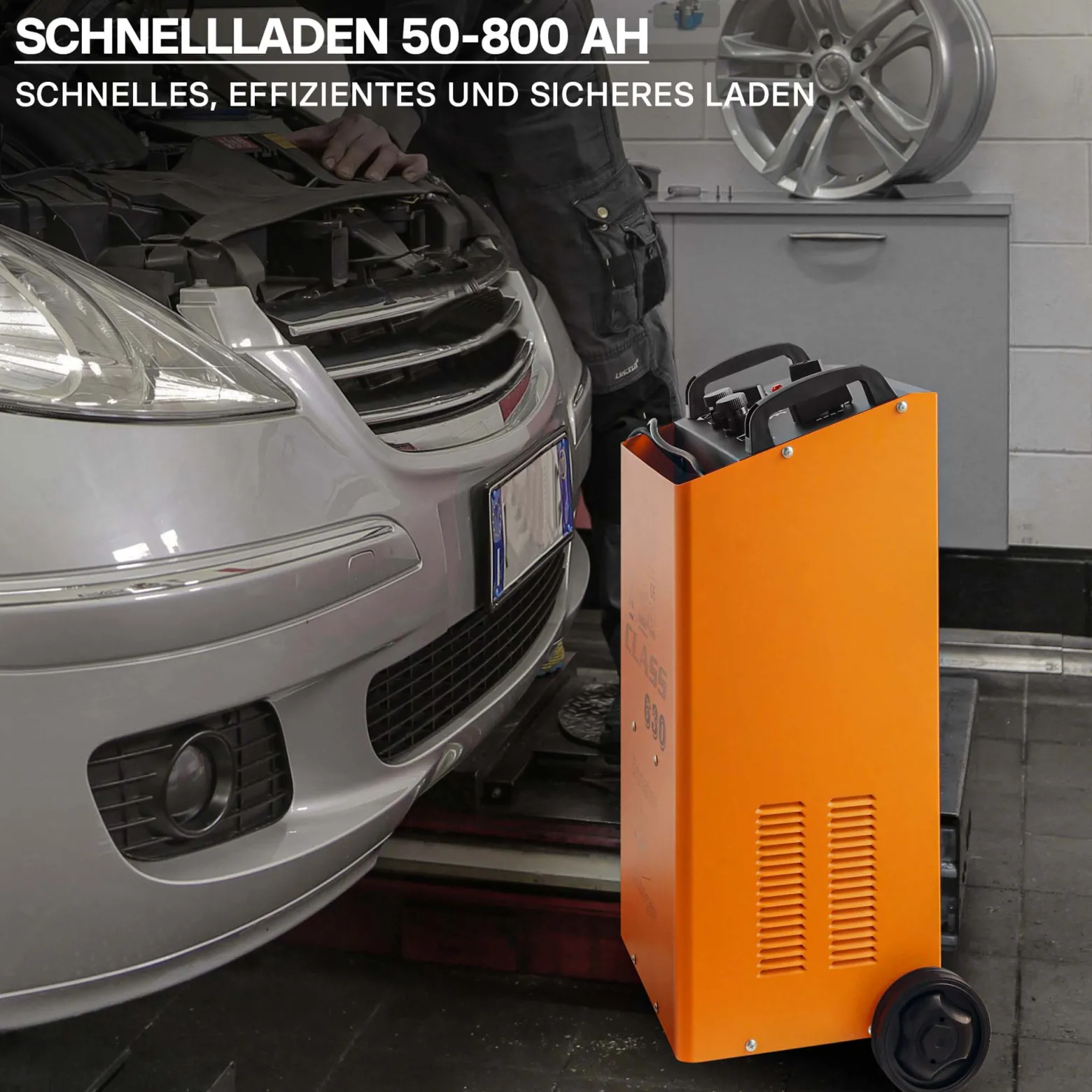 Wiltec Batterieladegerät 12V 24V 90A Batterie, Ladegerät und Starthilfe für Motorräder, Kfz, Lkw, Akkuladegerät Boost 630 mit Schnellladung