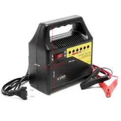 Wiltec Batterieladegerät 6V 12V 6A Batterie und Ladegerät für Kfz, Motorräder, Rasenmäher, kleine Boote, Akkuladegerät mit Abschaltautomatik