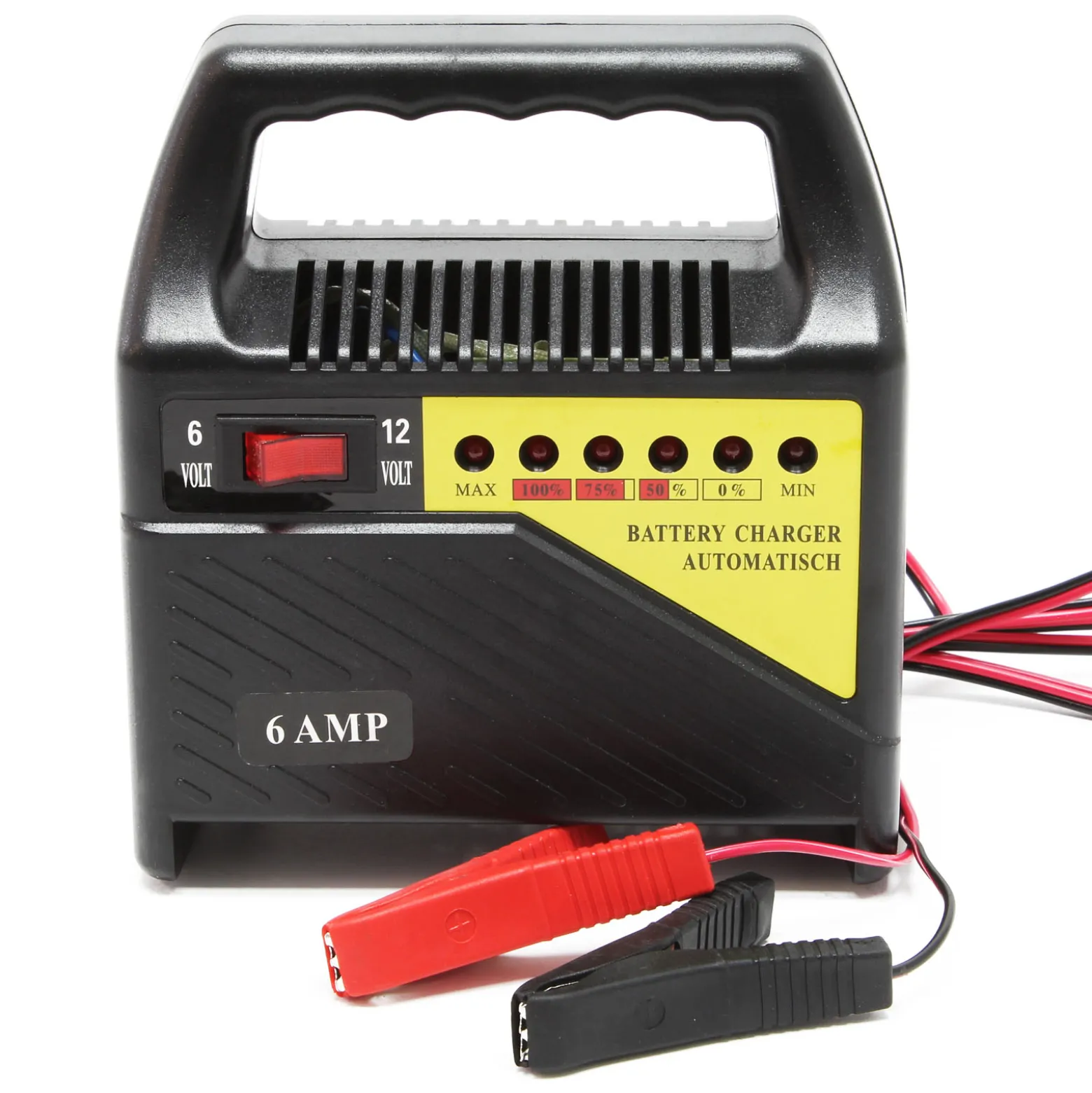 Wiltec Batterieladegerät 6V 12V 6A Batterie und Ladegerät für Kfz, Motorräder, Rasenmäher, kleine Boote, Akkuladegerät mit Abschaltautomatik