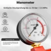 Wiltec Befüllpumpe und Prüfpumpe mit 5 l Füllmenge, Abdrückpumpe für Heizung und Solar, Druckprüfpumpe mit 25 bar Prüfdruck