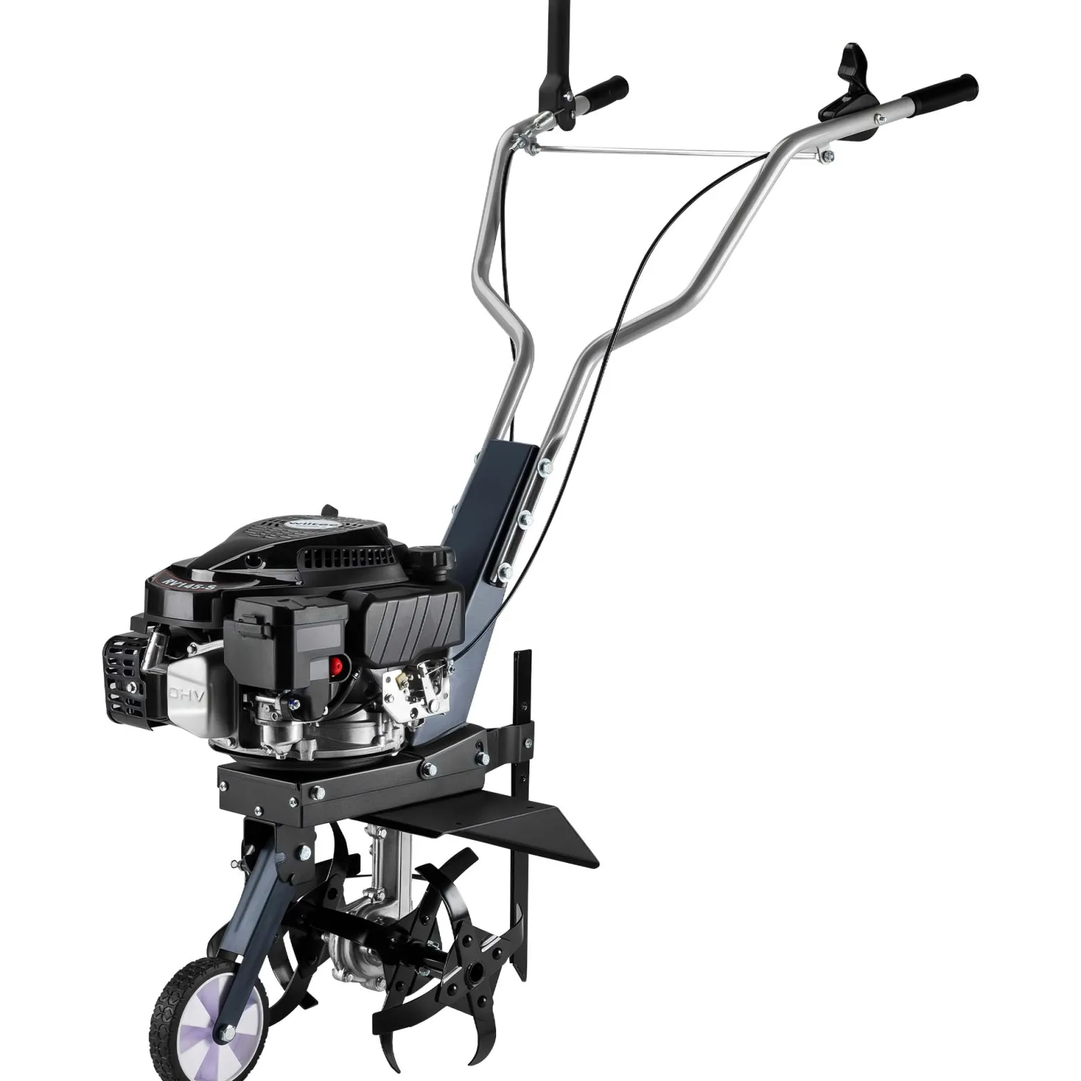 Wiltec Benzin Bodenhacke 36 cm Arbeitsbreite, Gartenhacke mit Motor 144 ccm, Motorhacke 4 Klingen, Bodenfräse mit Antrieb Euro 5, robuste Gartenfräse