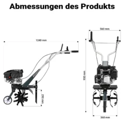 Wiltec Benzin Bodenhacke 36 cm Arbeitsbreite, Gartenhacke mit Motor 144 ccm, Motorhacke 4 Klingen, Bodenfräse mit Antrieb Euro 5, robuste Gartenfräse