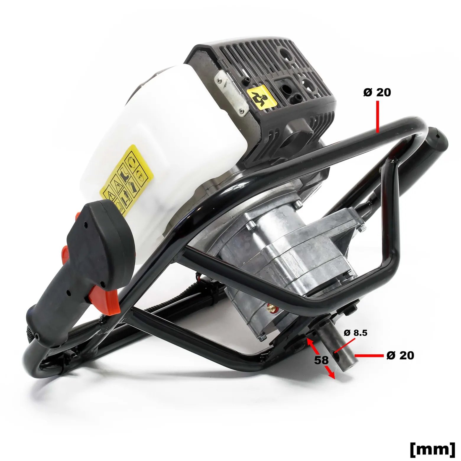Wiltec Benzin Erdlochbohrer Set mit 150 mm Bohrer, 1,4 kW 1,9 PS 52ccm Pfahlbohrer Pflanzenbohrer