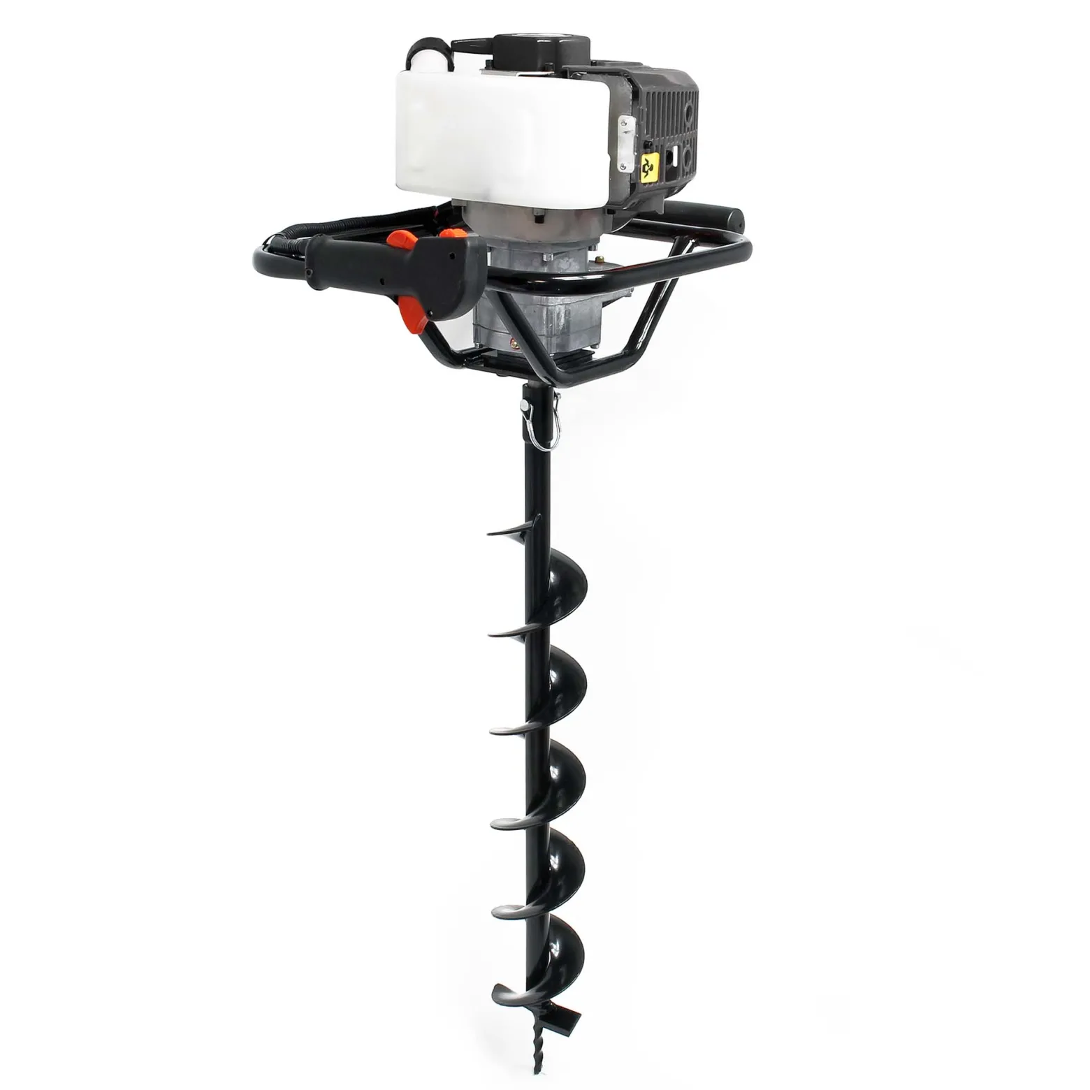 Wiltec Benzin Erdlochbohrer Set mit 150 mm Bohrer, 1,4 kW 1,9 PS 52ccm Pfahlbohrer Pflanzenbohrer