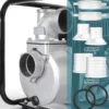 Wiltec Benzin Schmutzwasserpumpe 4kW 48.000l/h, 28m Förderhöhe, Wasserpumpe Gartenpumpe mit 80mm (3") Anschluss 4-Takt-Motor