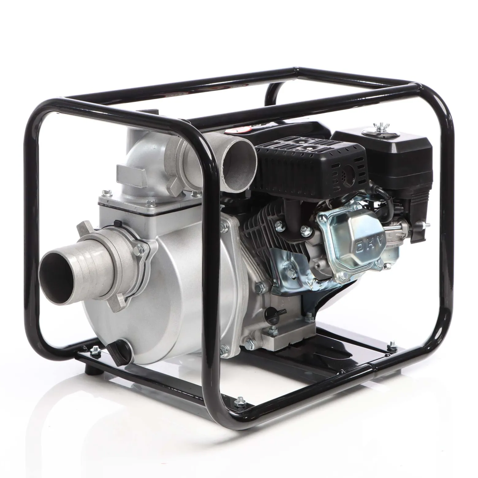Wiltec Benzin Schmutzwasserpumpe 4kW 48.000l/h, 28m Förderhöhe, Wasserpumpe Gartenpumpe mit 80mm (3") Anschluss 4-Takt-Motor
