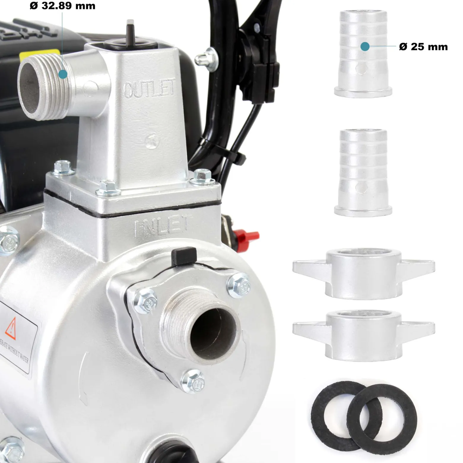 Wiltec Benzin Wasserpumpe 1kW 8.000l/h 6.500U/min, 30m Förderhöhe, Gartenpumpe mit 4 Takt Motor, Motorpumpe