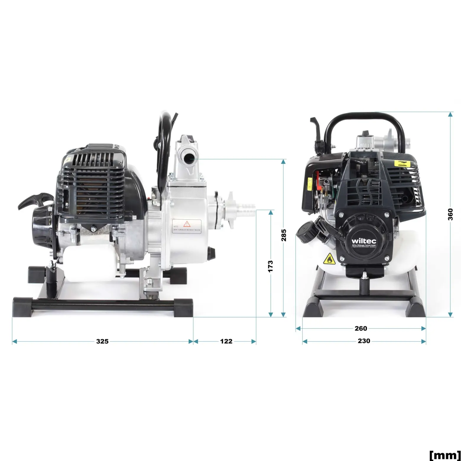 Wiltec Benzin Wasserpumpe 1kW 8.000l/h 6.500U/min, 30m Förderhöhe, Gartenpumpe mit 4 Takt Motor, Motorpumpe