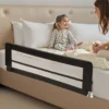 Wiltec Bettschutzgitter 180 x 42 cm, klappbares Bettgitter, Kinder Rausfallschutz aus Nylon und Metall, Absturzsicherung Bett einfache Montage