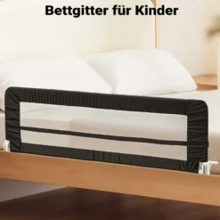 Wiltec Bettschutzgitter 180 x 42 cm, klappbares Bettgitter, Kinder Rausfallschutz aus Nylon und Metall, Absturzsicherung Bett einfache Montage