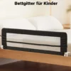 Wiltec Bettschutzgitter 150 x 42 cm, klappbares Bettgitter, Kinder Rausfallschutz aus Nylon und Metall, Absturzsicherung Bett einfache Montage