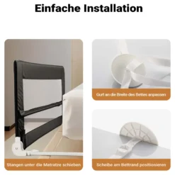 Wiltec Bettschutzgitter 150 x 42 cm, klappbares Bettgitter, Kinder Rausfallschutz aus Nylon und Metall, Absturzsicherung Bett einfache Montage