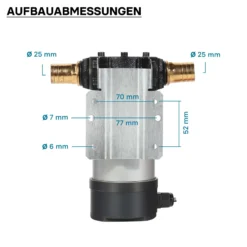 Wiltec Bio Dieselpumpe 12 V, 150 W, 40 l/min, Heizölpumpe selbstansaugend, Absaugpumpe für Diesel, Biodiesel, Heizöl, tragbare mobile Umfüllpumpe