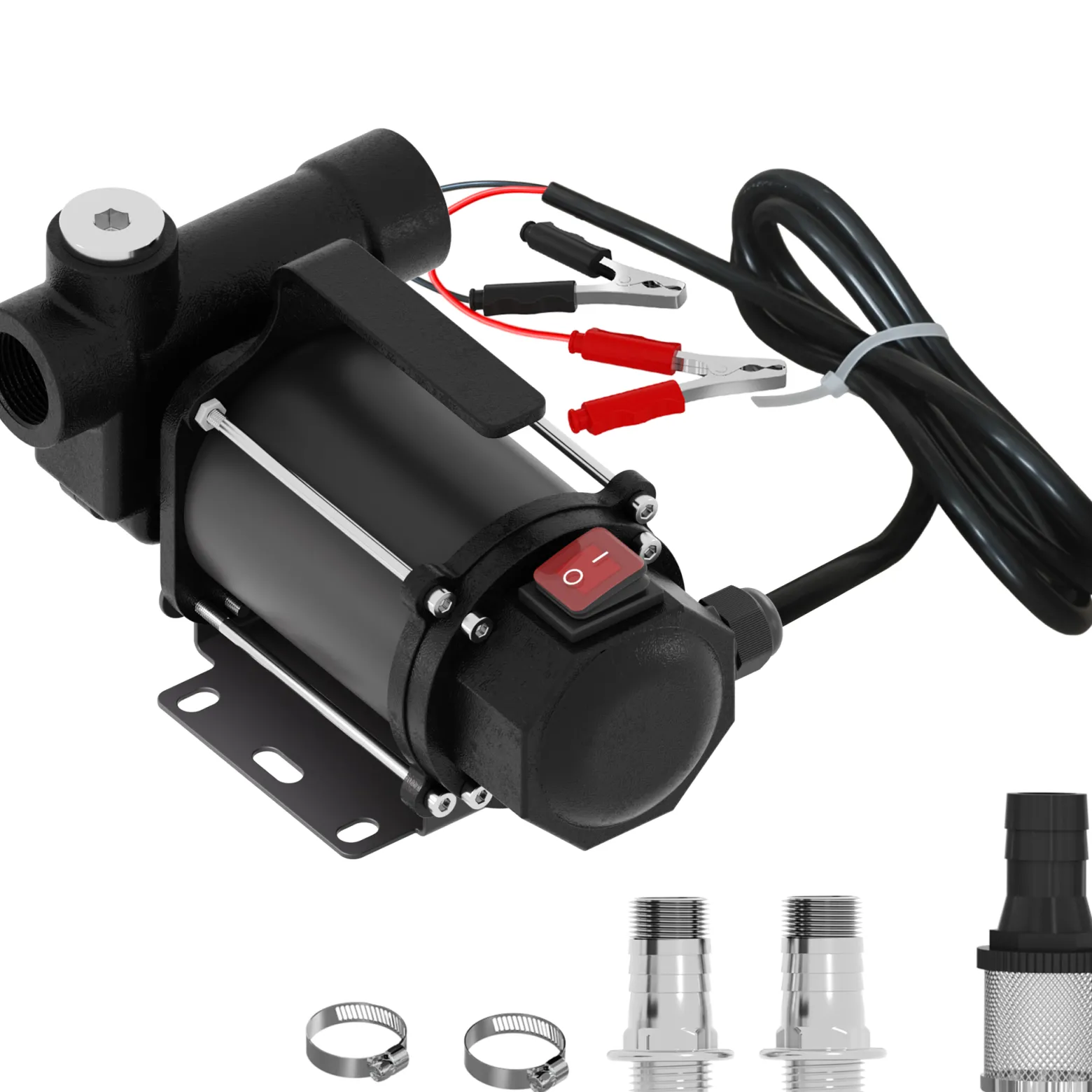 Wiltec Bio Dieselpumpe 12 V, 550 W, 80 l/min, Heizölpumpe selbstansaugend, Absaugpumpe für Diesel, Biodiesel, Heizöl, tragbare mobile Umfüllpumpe