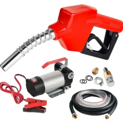 Wiltec Bio Dieselpumpe 12 V, 150 W, 40 l/min, Heizölpumpe selbstansaugend, Absaugpumpe für Diesel, Biodiesel, Heizöl, tragbare mobile Umfüllpumpe mit Zapfpistole und Schläuchen