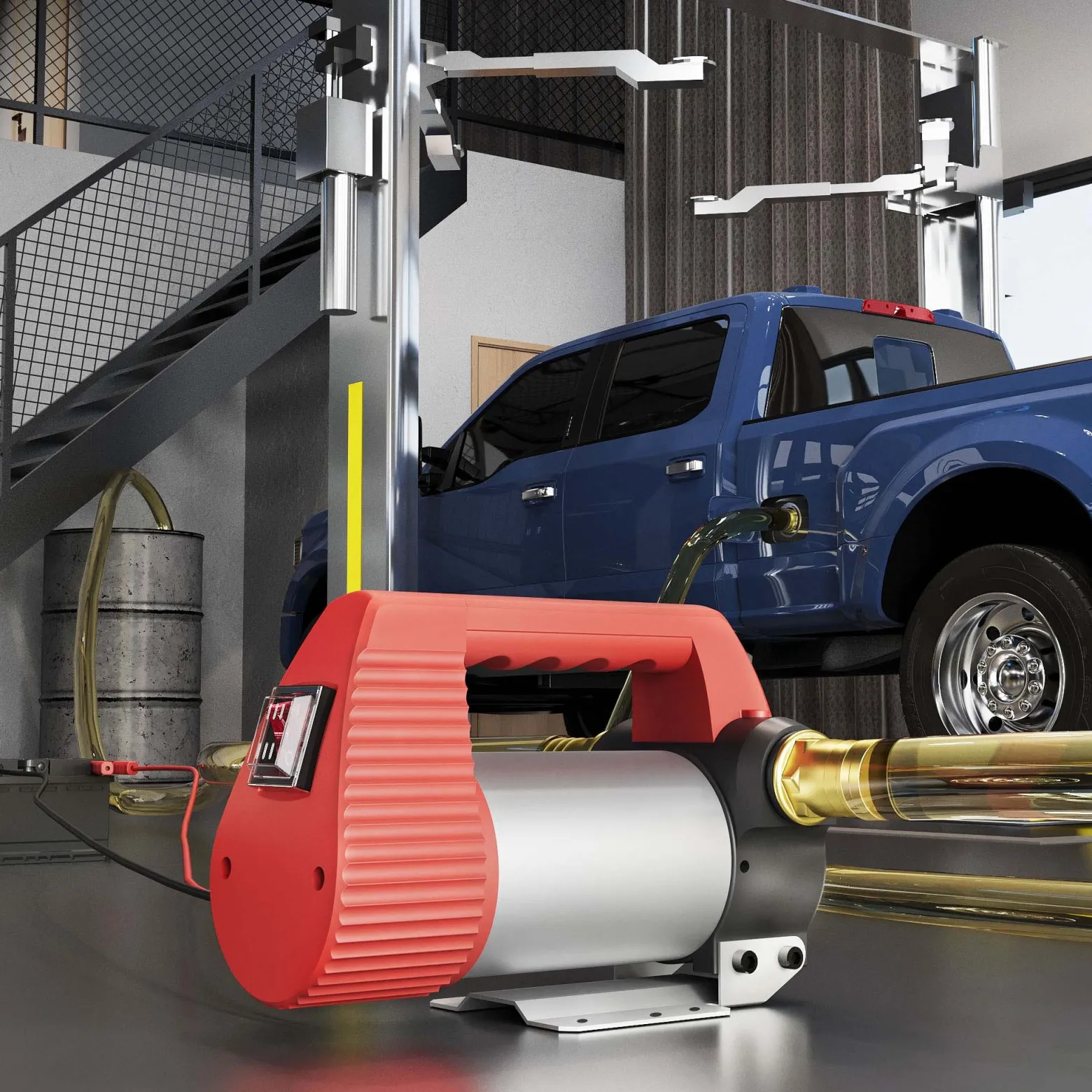 Wiltec Bio Dieselpumpe 12 V, 160 W, 40 l/min, Heizölpumpe selbstansaugend, Absaugpumpe für Diesel, Biodiesel, Heizöl, tragbare mobile Umfüllpumpe