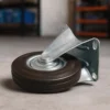 Wiltec Bockrolle Ø75mm mit Gummirad und Metallfelge 50kg Tragkraft, Vollmaterial Apparaterolle Transportrolle Möbelrolle, leiser Lauf