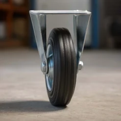 Wiltec Bockrolle Ø75mm mit Gummirad und Metallfelge 50kg Tragkraft, Vollmaterial Apparaterolle Transportrolle Möbelrolle, leiser Lauf