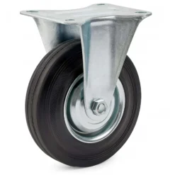 Wiltec Bockrolle Ø75mm mit Gummirad und Metallfelge 50kg Tragkraft, Vollmaterial Apparaterolle Transportrolle Möbelrolle, leiser Lauf