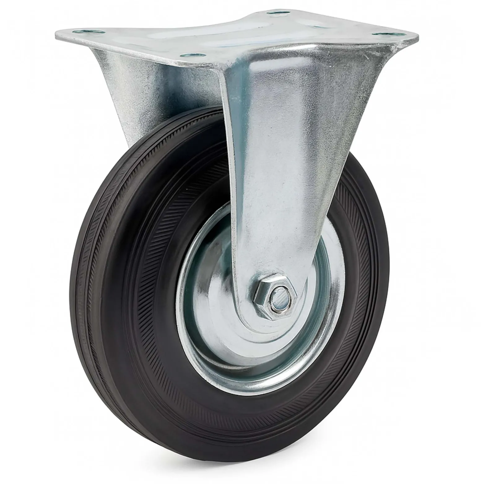 Wiltec Bockrolle Ø75mm mit Gummirad und Metallfelge 50kg Tragkraft, Vollmaterial Apparaterolle Transportrolle Möbelrolle, leiser Lauf