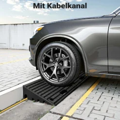 Wiltec Bordsteinrampe bis 50 t, Rampe aus robustem Gummi 500 x 315 x 107 mm, Modularer Aufbau, KFZ Auffahrrampe für Pkw, Motorrad oder Lkw