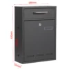 Wiltec Briefkasten anthrazit V53 Postkasten mit Namensschild, Sichtfenstern und 2 Schlüsseln als Wandbriefkasten oder Standbriefkasten