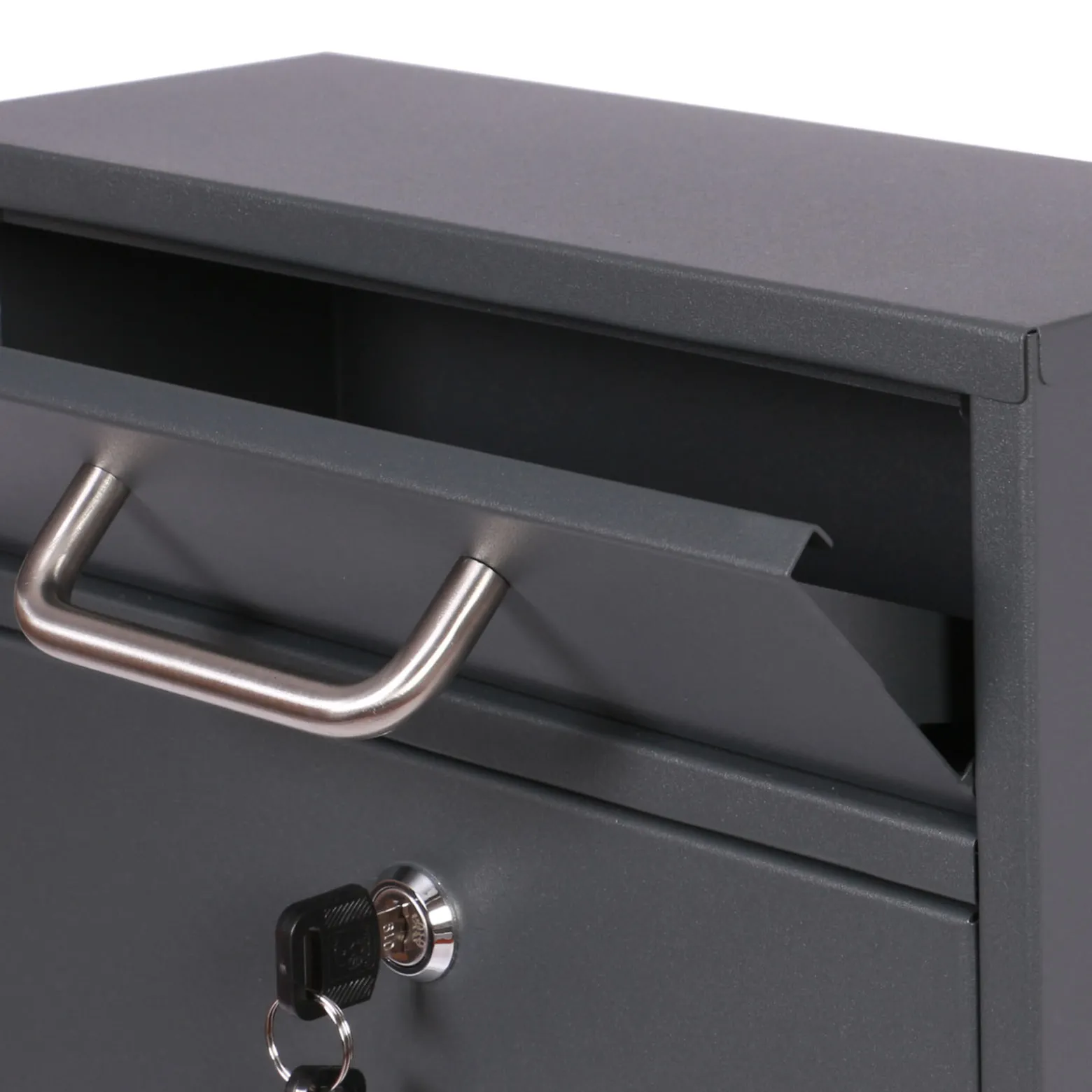 Wiltec Briefkasten anthrazit V53 Postkasten mit Namensschild, Sichtfenstern und 2 Schlüsseln als Wandbriefkasten oder Standbriefkasten