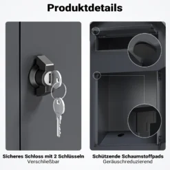 Wiltec Briefkasten anthrazit 420 x 240 x 1020 mm, Standbriefkasten zur Bodenmontage mit Schloss, abschließbarer Postkasten aus Stahl mit Dach
