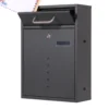 Wiltec Briefkasten anthrazit V51 Postkasten mit Namensschild, Sichtfenstern und 2 Schlüsseln als Wandbriefkasten oder Standbriefkasten