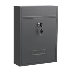 Wiltec Briefkasten anthrazit V10 Postkasten mit Namensschild, großem Briefschlitz und 2 Schlüsseln Wandbriefkasten aus pulverbeschichtetem Stahl