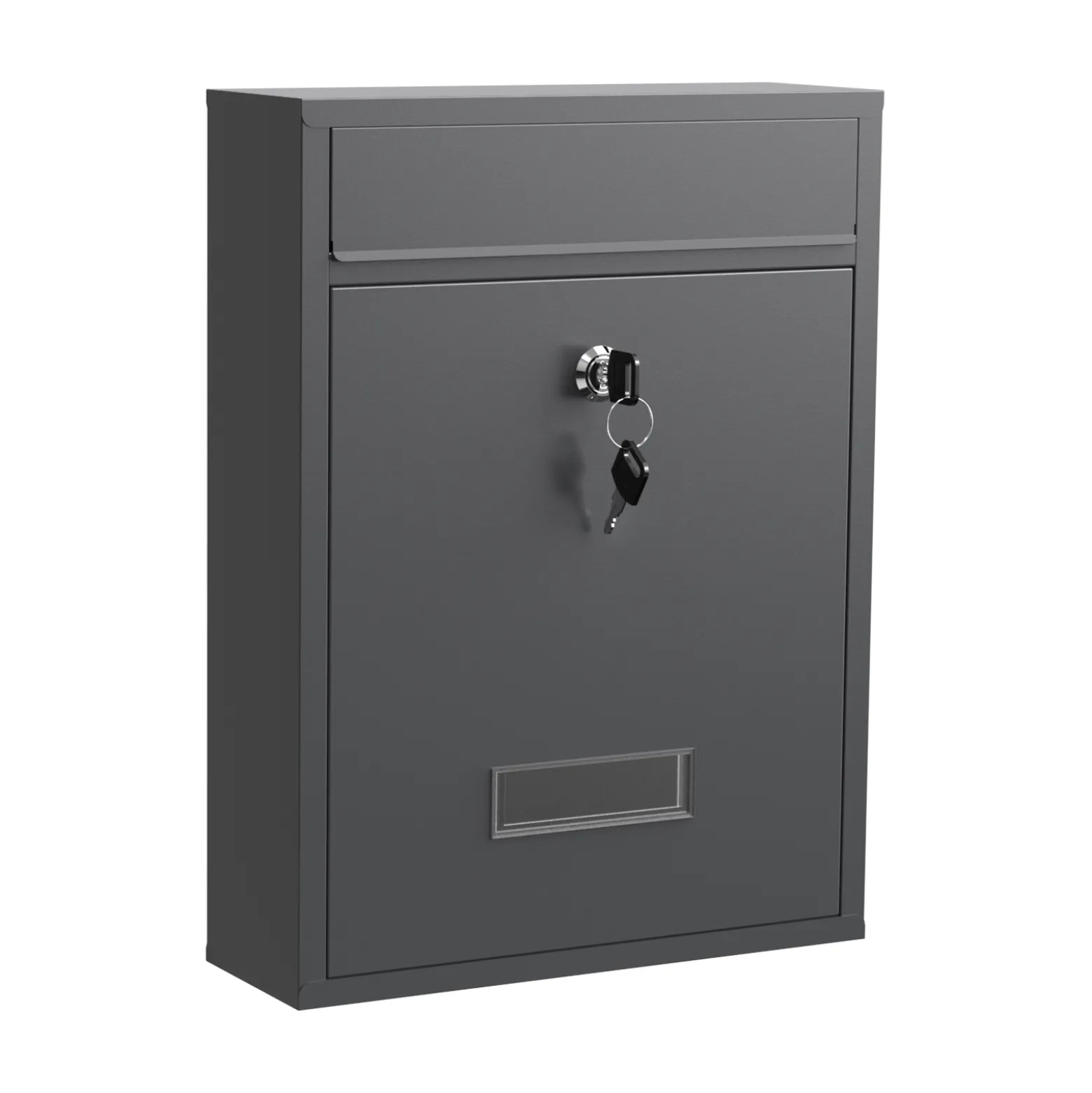 Wiltec Briefkasten anthrazit V10 Postkasten mit Namensschild, großem Briefschlitz und 2 Schlüsseln Wandbriefkasten aus pulverbeschichtetem Stahl