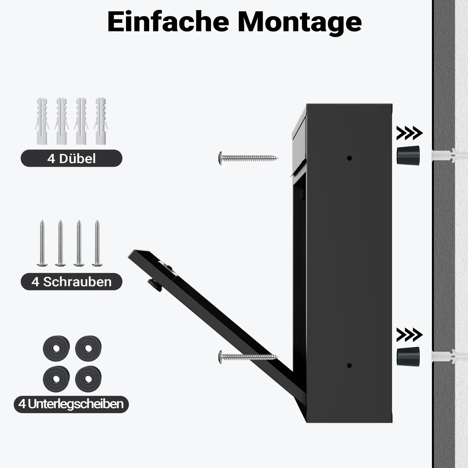 Wiltec Briefkasten schwarz 215x320x90mm Briefkasten mit Zahlenschloss, Namensschild und Sichtfenster Postkasten aus pulverbeschichtetem Stahl