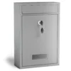 Wiltec Briefkasten silberfarben V11 Postkasten mit Namensschild, großem Briefschlitz und 2 Schlüsseln Wandbriefkasten aus pulverbeschichtetem Stahl