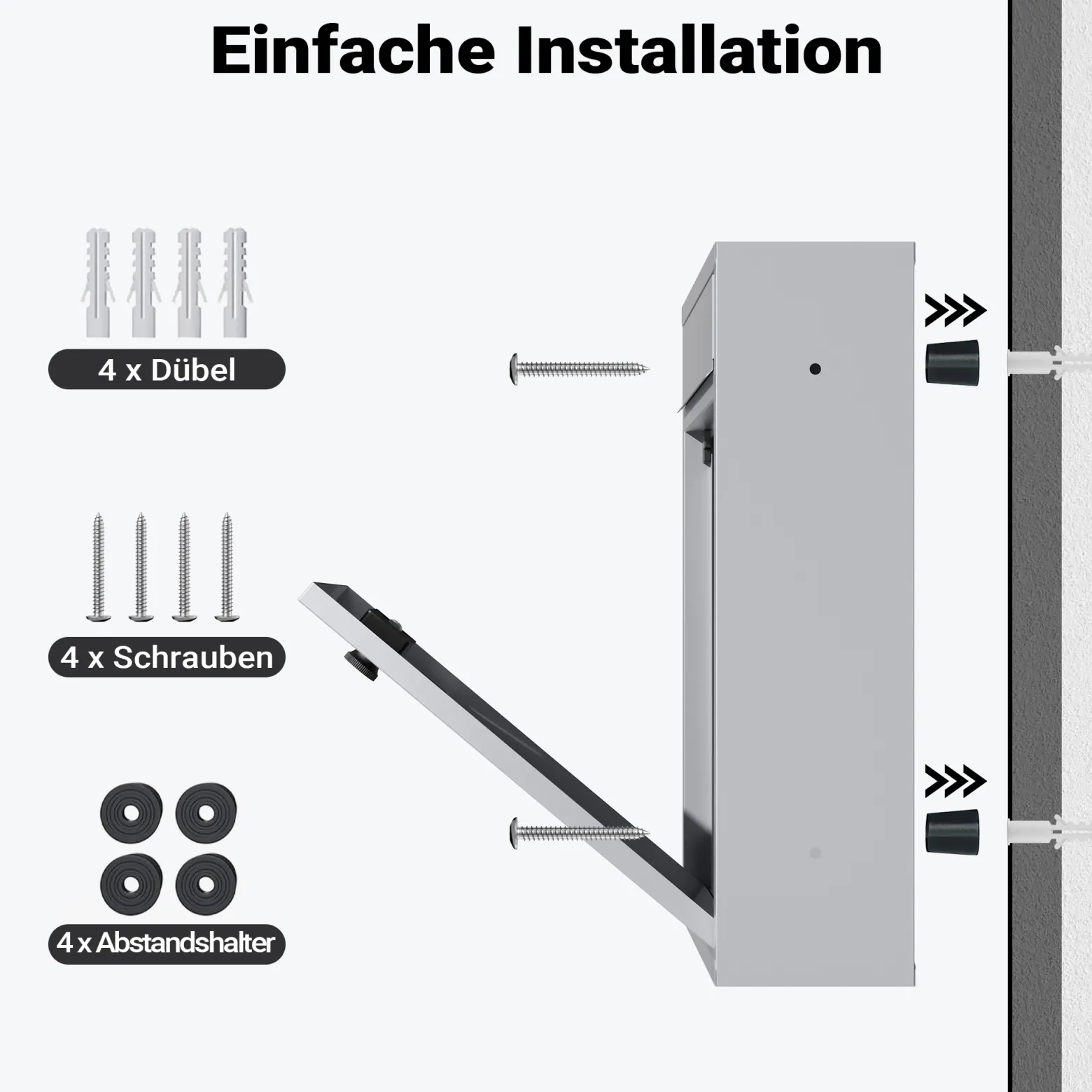 Wiltec Briefkasten silberfarben 215x320x90mm Briefkasten mit Zahlenschloss, Namensschild und Sichtfenster Postkasten aus pulverbeschichtetem Stahl