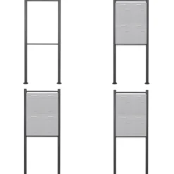Wiltec Briefkasten Ständer 4-fach Anthrazit 1700 x 700 mm, Vierfach Standfuß für Postkasten Briefkästen Mailbox, Briefkastenständer aus Stahl für Standbriefkasten