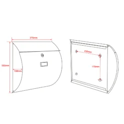 Wiltec Briefkasten V17 Anthrazit 375 x 108 x 330 mm, Wandbriefkasten mit Schloss, Klappe und Namensschild, Postkasten aus Stahl pulverbeschichtet