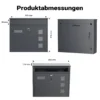 Wiltec Briefkasten V12 Anthrazit 360 x 115 x 320 mm, Wandbriefkasten mit Schloss, Sichtfenstern und Namensschild, Postkasten aus Stahl galvanisiert