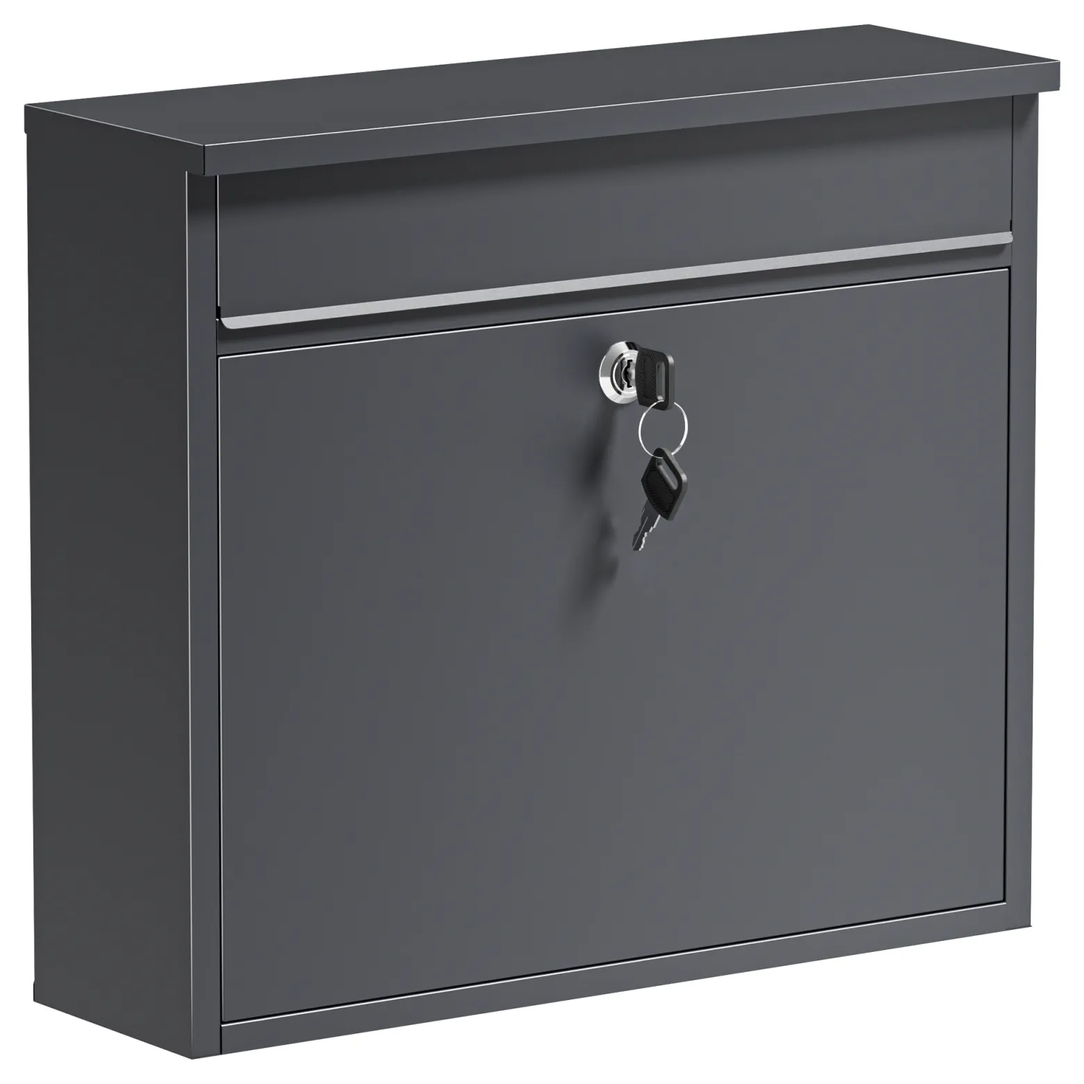 Wiltec Briefkasten V13 Anthrazit 360 x 105 x 315 mm, Wandbriefkasten mit Schloss und Klappe, Postkasten aus Stahl pulverbeschichtet