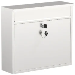 Wiltec Briefkasten V13 Edelstahl 360 x 115 x 320 mm, Wandbriefkasten mit Schloss und Klappe, Postkasten aus Stahl