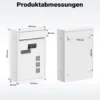 Wiltec Briefkasten weiß 215x320x90mm Briefkasten mit Zahlenschloss, Namensschild und Sichtfenster Postkasten aus pulverbeschichtetem Stahl