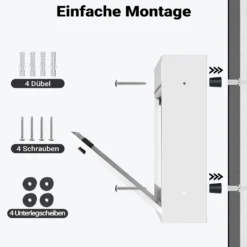 Wiltec Briefkasten weiß 215x320x90mm Briefkasten mit Zahlenschloss, Namensschild und Sichtfenster Postkasten aus pulverbeschichtetem Stahl