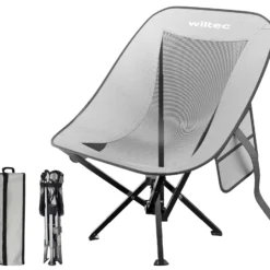 Wiltec Campingstuhl faltbar bis 100 kg grau schwarz Anglerstuhl leicht Klappstuhl Faltstuhl Camping Stuhl klappbar kleines Packmaß