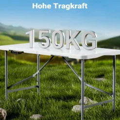 Wiltec Campingtisch klappbar 122x60x75 cm Klapptisch mit Tragegriff Partytisch Biertisch Gartentisch Buffettisch Bierzeltgarnitur Camping Tisch faltbar