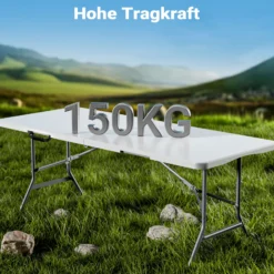 Wiltec Campingtisch klappbar 180x75x74 cm Klapptisch mit Tragegriff Partytisch Biertisch Gartentisch Buffettisch Bierzeltgarnitur Camping Tisch faltbar