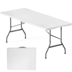 Wiltec Campingtisch klappbar 180x75x74 cm Klapptisch mit Tragegriff Partytisch Biertisch Gartentisch Buffettisch Bierzeltgarnitur Camping Tisch faltbar