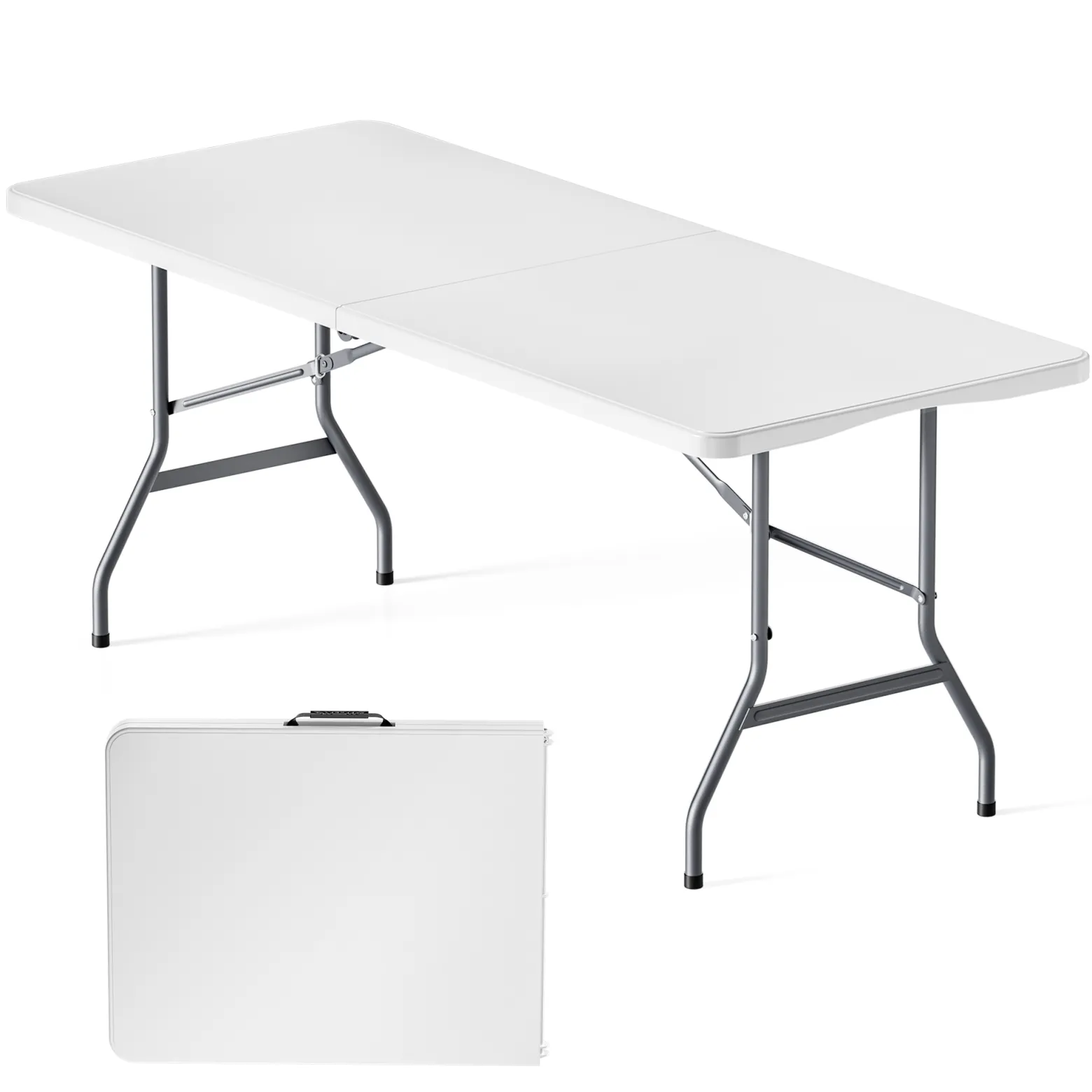 Wiltec Campingtisch klappbar 180x75x74 cm Klapptisch mit Tragegriff Partytisch Biertisch Gartentisch Buffettisch Bierzeltgarnitur Camping Tisch faltbar