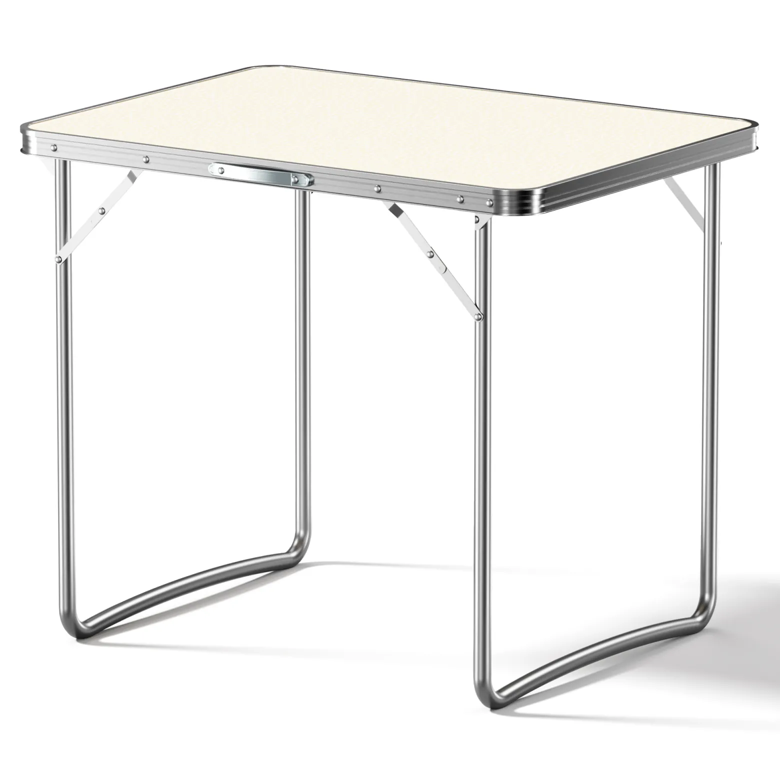 Wiltec Campingtisch klappbar 80x60cm mit weißer Tischplatte aus MDF und Aluminium Rahmen Klapptisch Alu Falttisch Camping Garten Balkon Outdoor Camping Tisch faltbar