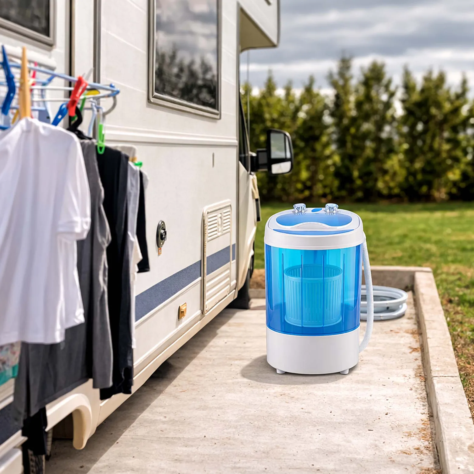 Wiltec Camping Waschmaschine bis 3,0 kg 150 W, Mini Waschmaschine 33 x 35 x 52,5 cm für waschen und schleudern, Reisewachmaschine mit Timer