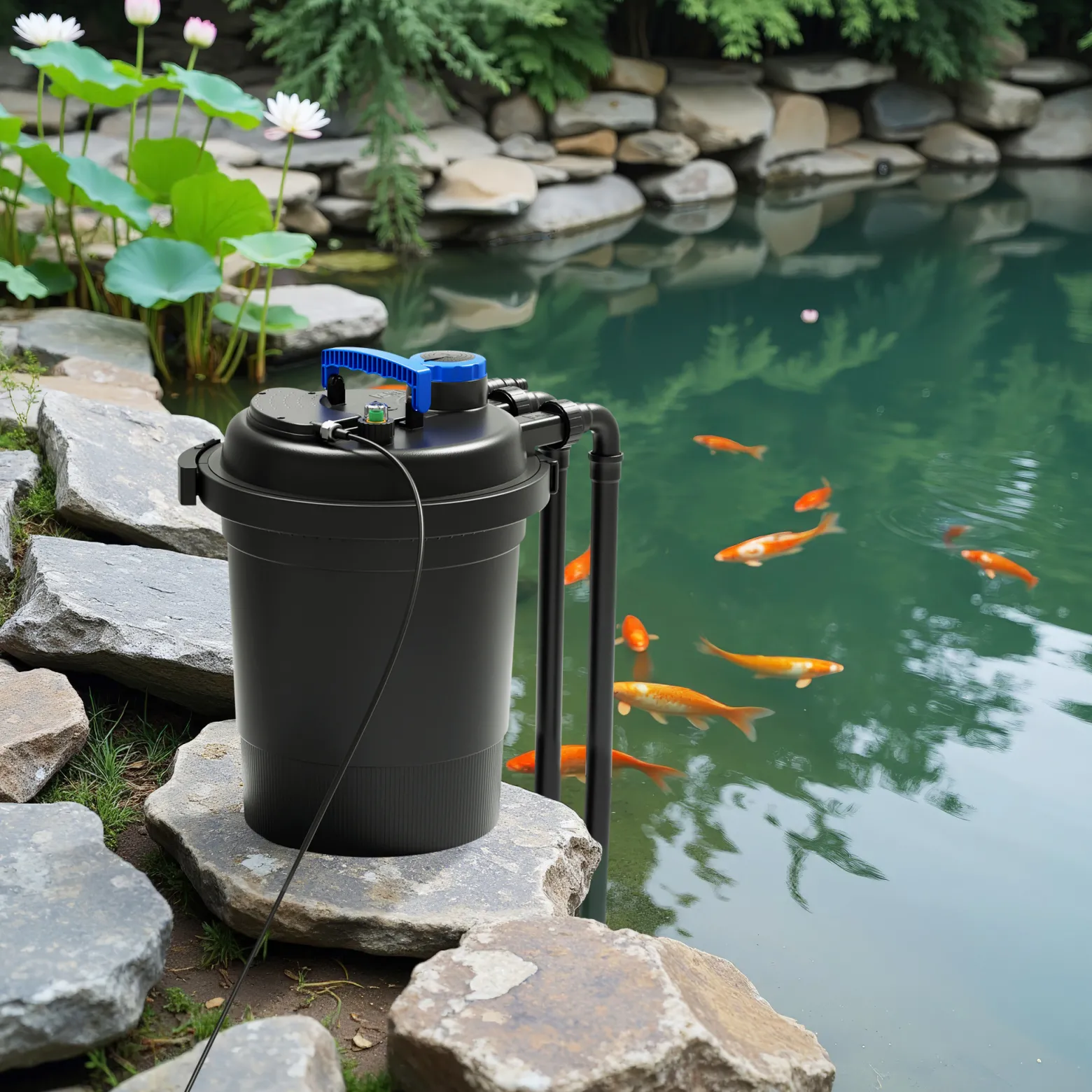 Wiltec CPF-250 Druckteichfilter 10.000 l/h / 11 W UVC Einheit, Teichdruckfilter für Teiche bis 10.000 Liter, Teichklärer, Filteranlage