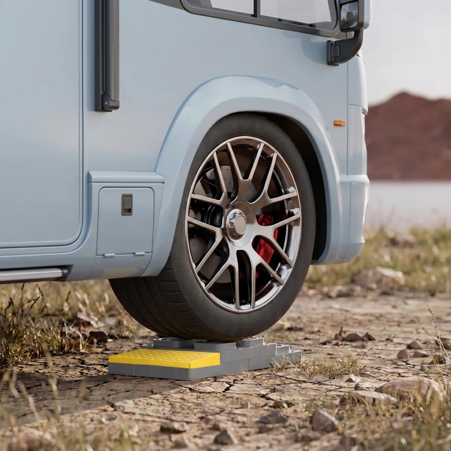 Wiltec Curb Pad für RV Nivellierblock 4er Set 218 x 110 x 25 (14) mm aus HDPE, Unterlegplatten für Wohnmobil und Camper, Abstützplatten für Wohnwagen